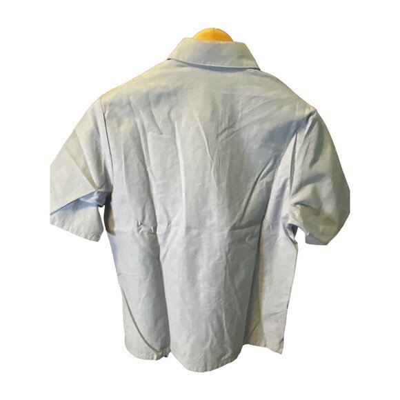 BonWorth Blue Short Sleeve Heart Embroidered Button Up Blouse Top SZ Small - Picture 2 of 7